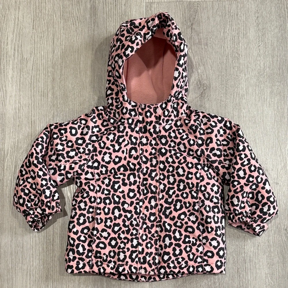The Children's Place Pink Leopard Puffer hooded Jacket